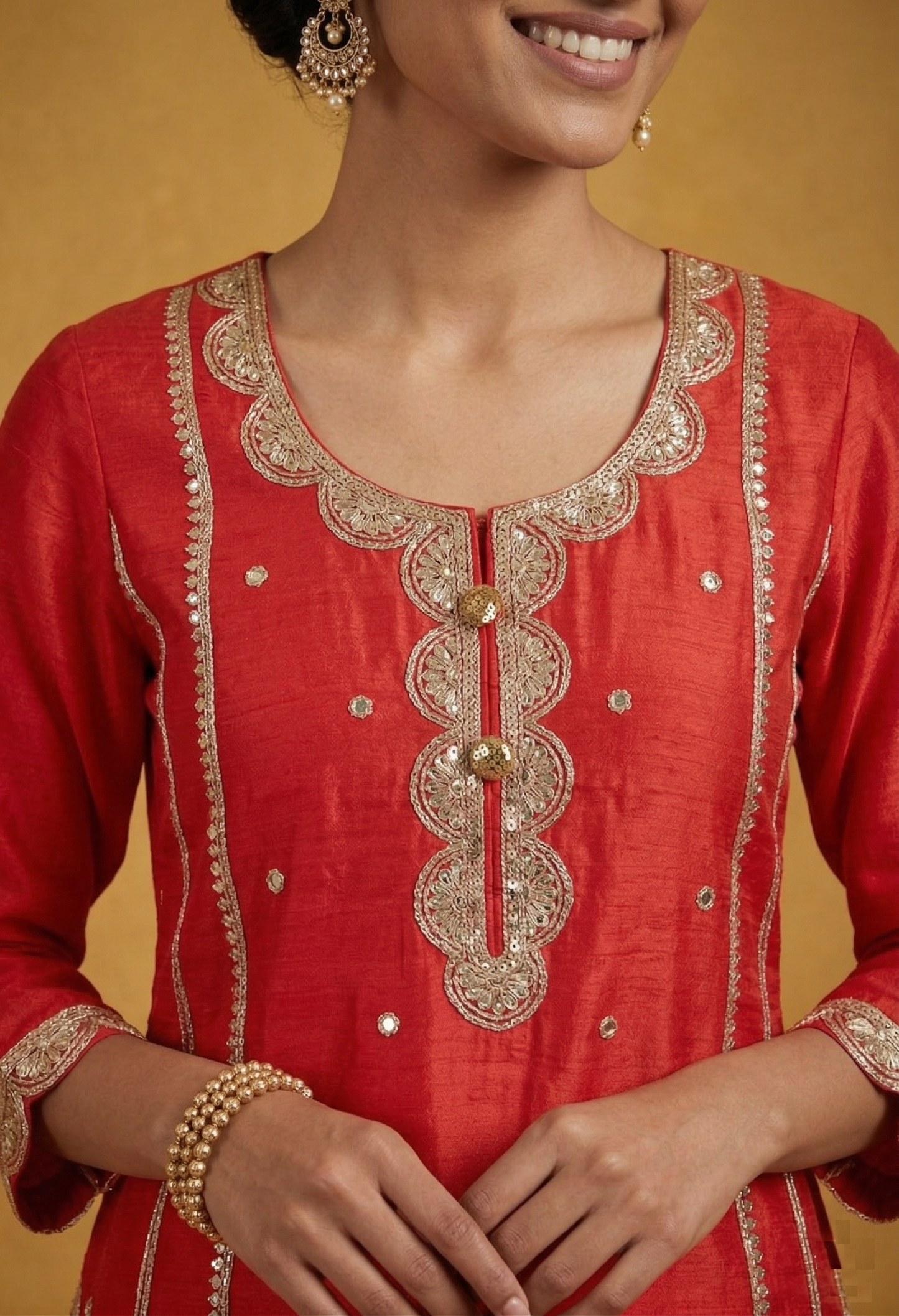 Red Colour Plazo Set(LE-WPZS_3334)