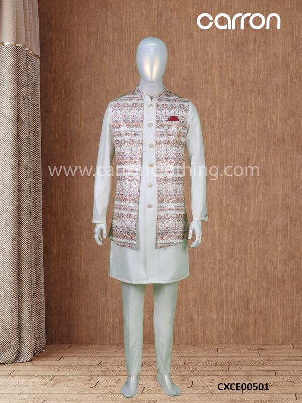 Cream Colour Bundi Suit (ME-03_7819)