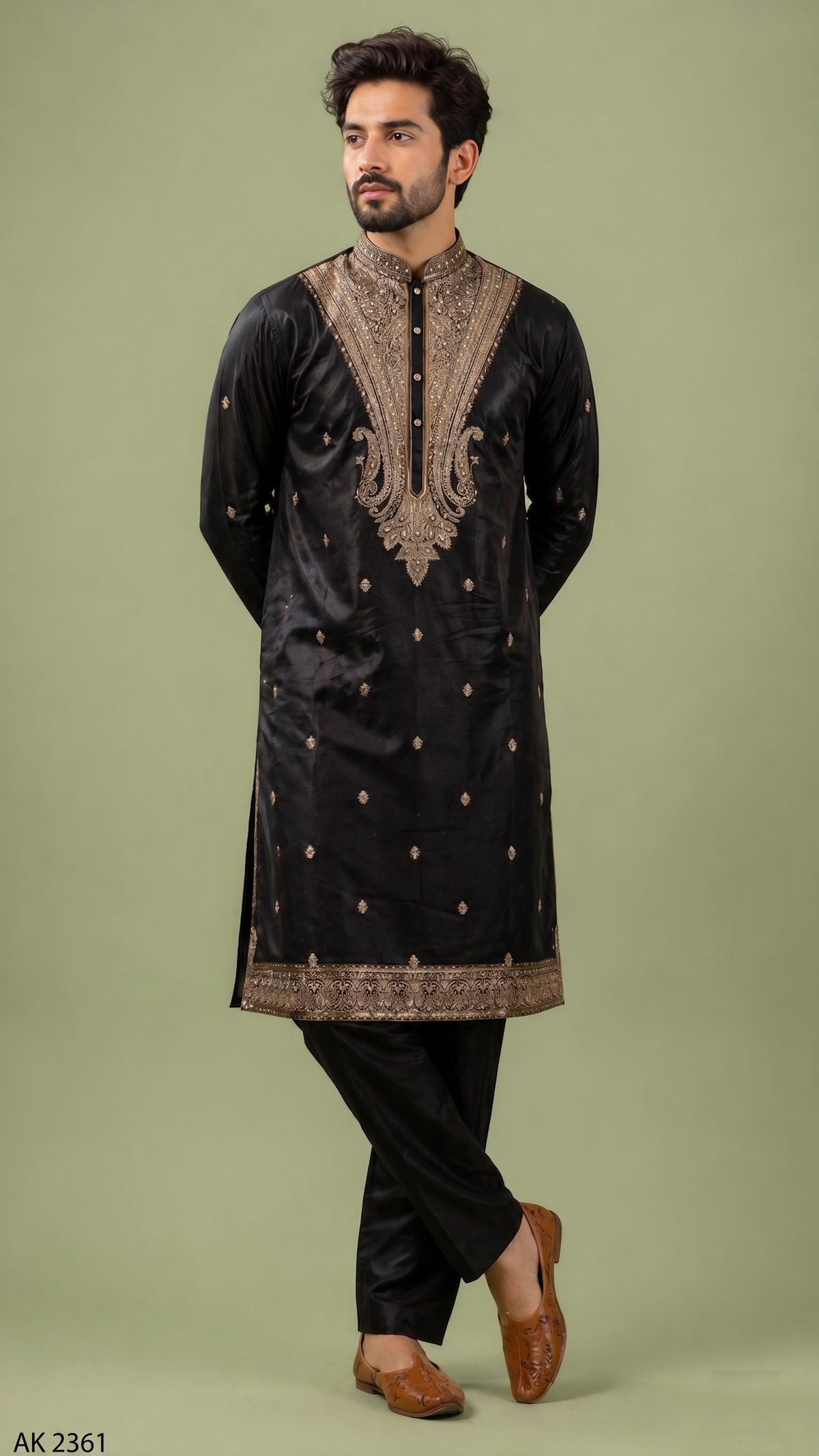 Deep Black Colour Kurta Set(ME-MKUS_AK 2361)