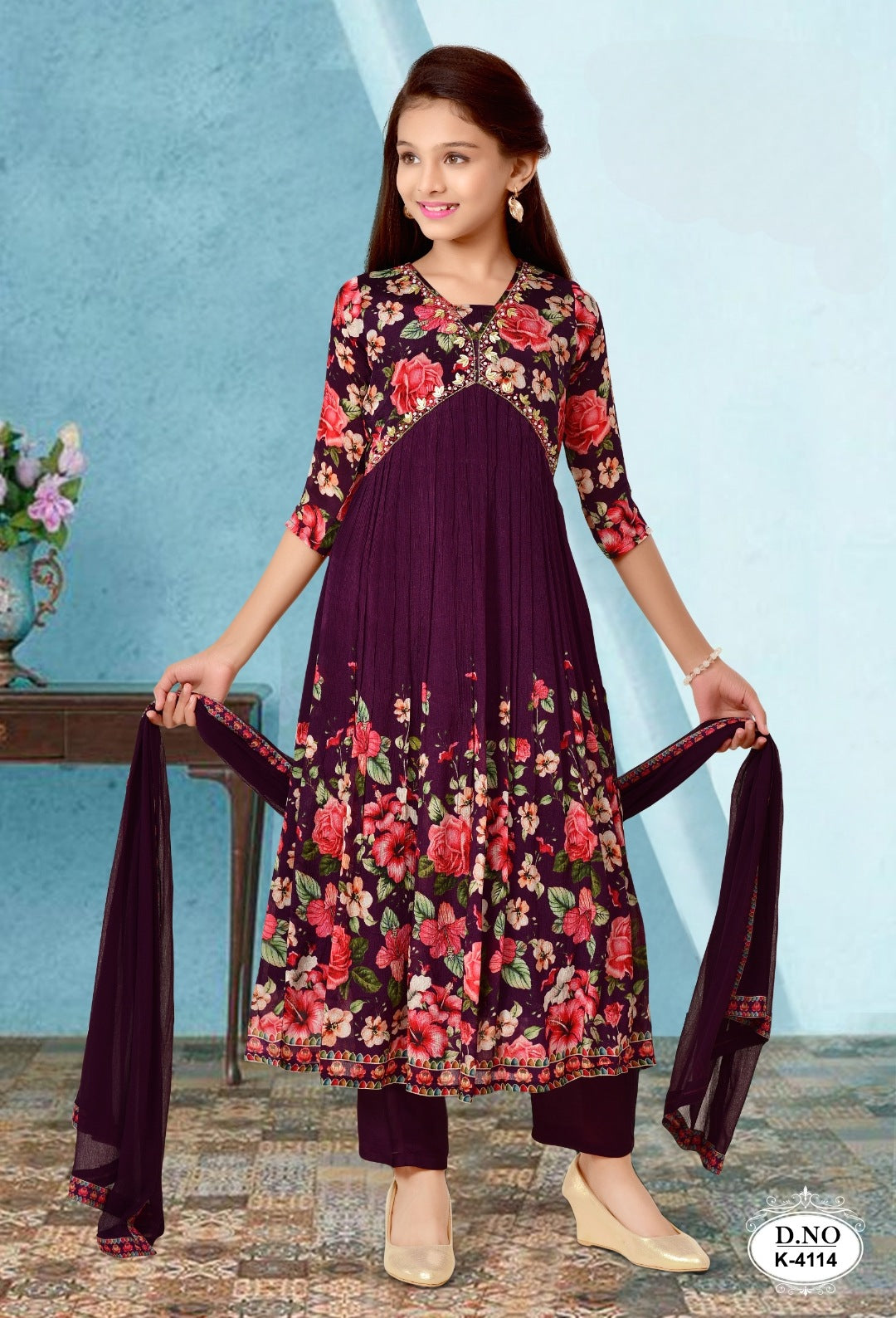 Wine Colour Chudidar(GE-GCHU_4114)