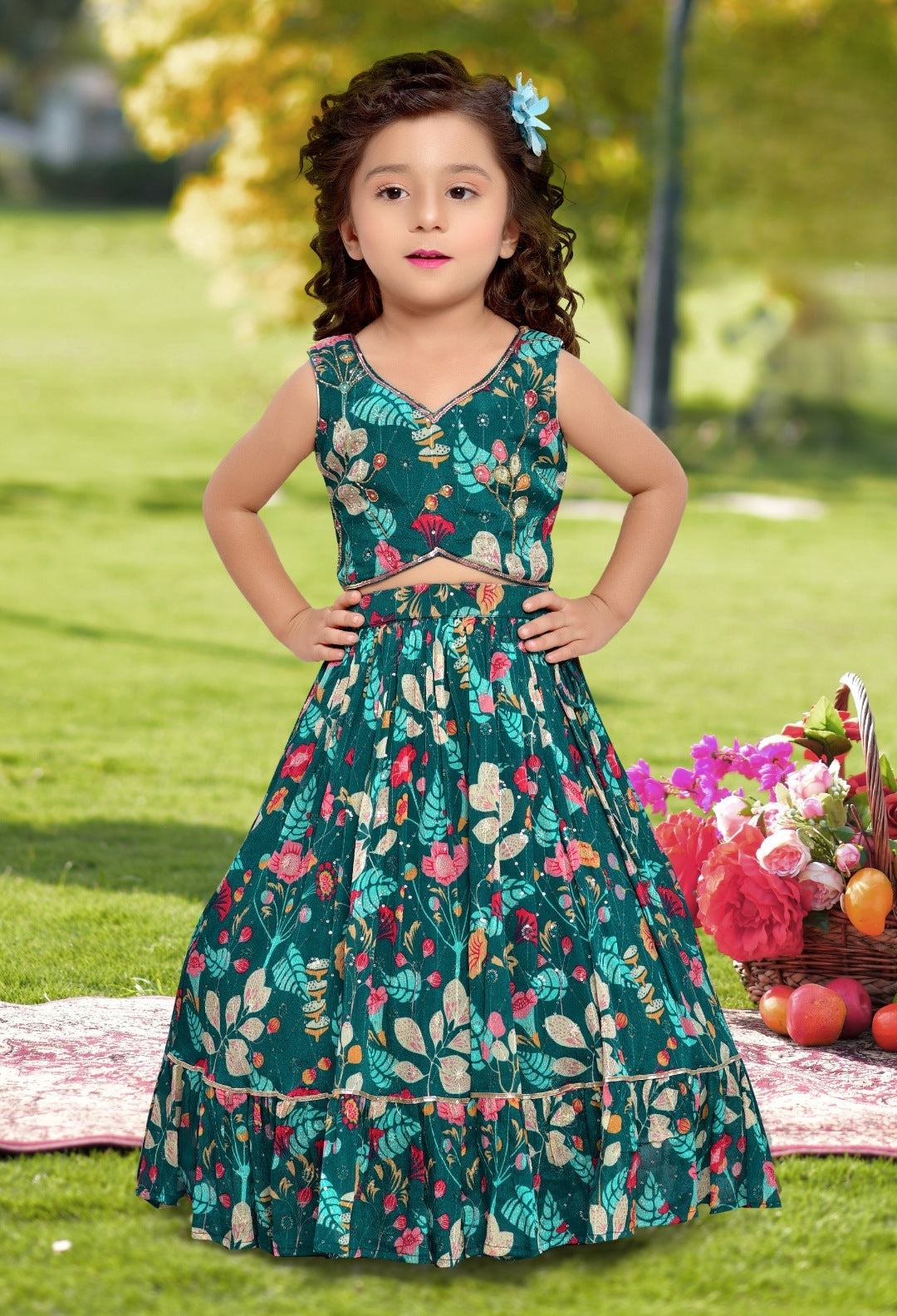 Rama Green Colour Ghaghra Choli(GE-GGHC_760)