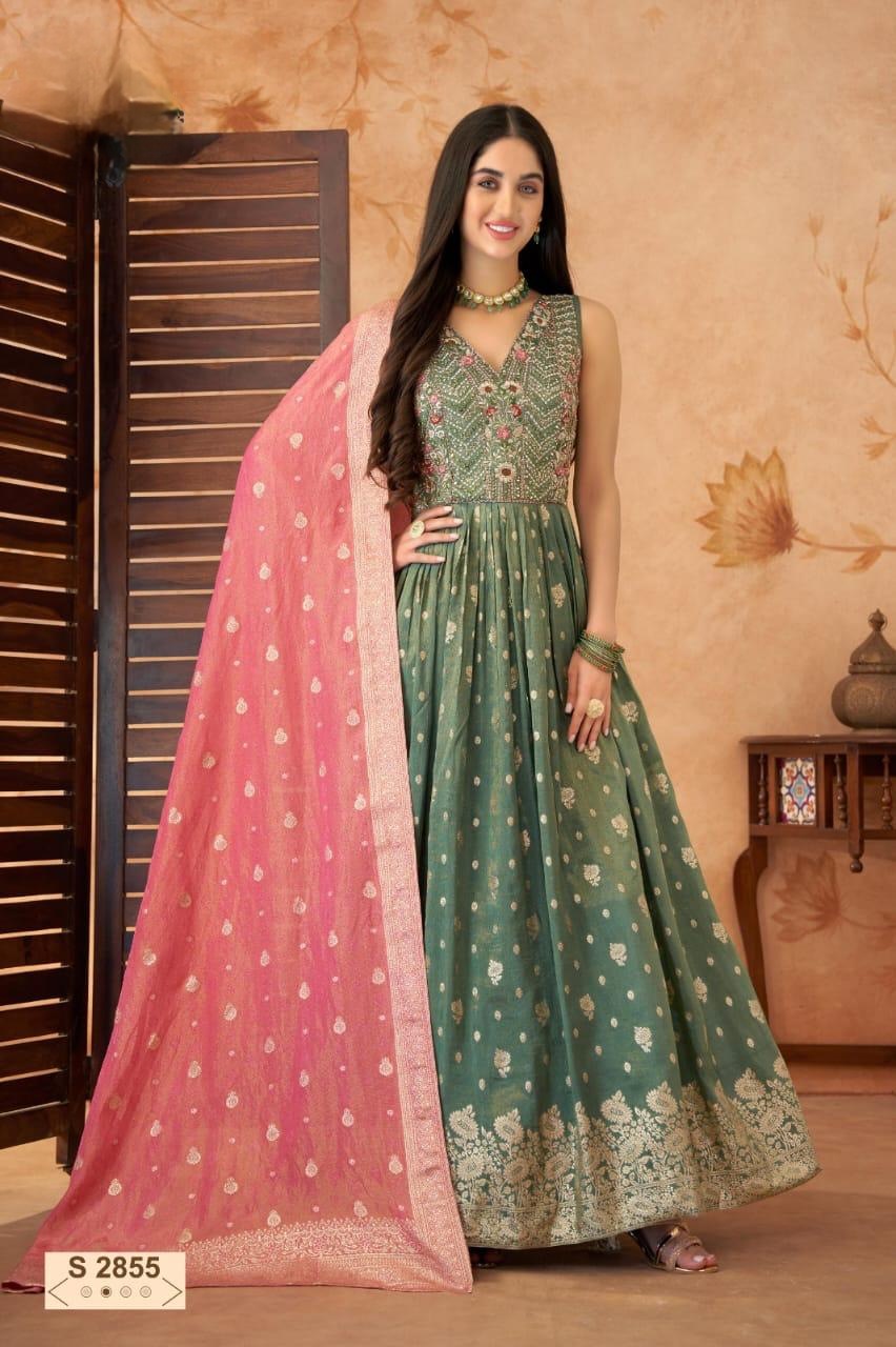 Green Colour Anarkali(LE-WANK_2855)