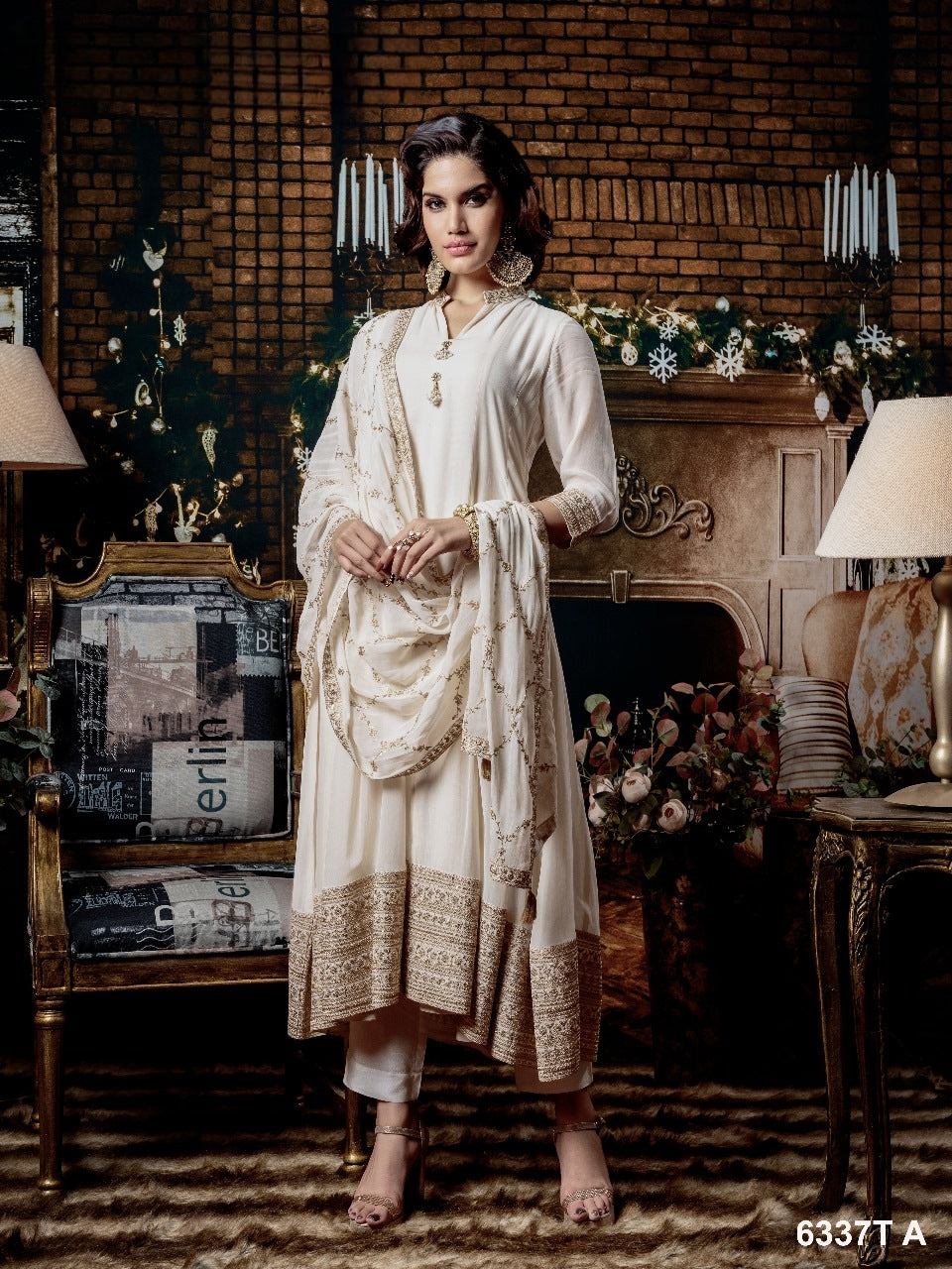 Cream Colour Kurti Set(LC-WKIS_6337 T A)