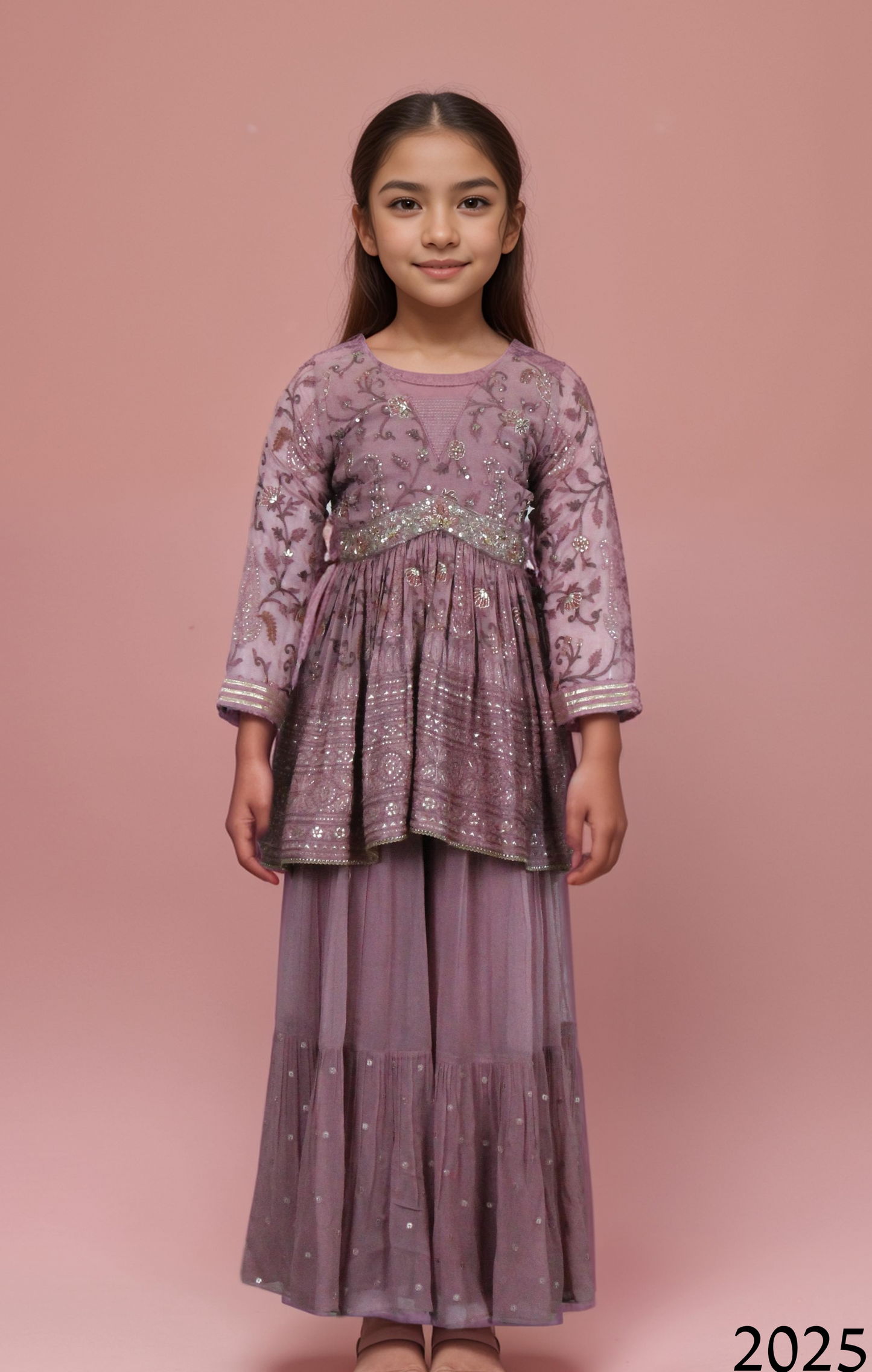 Peach Colour Gharara Set(GE-GGHS_2025)