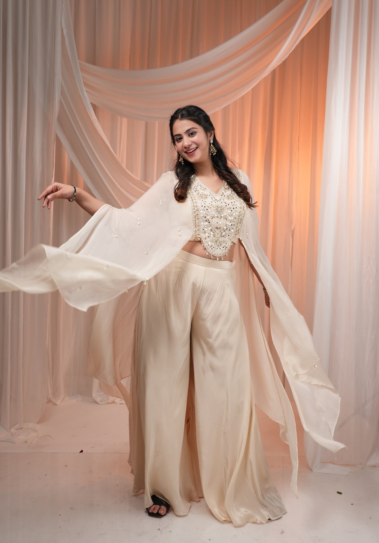 Cream Colour Plazo Set(LE-WPZS_936)