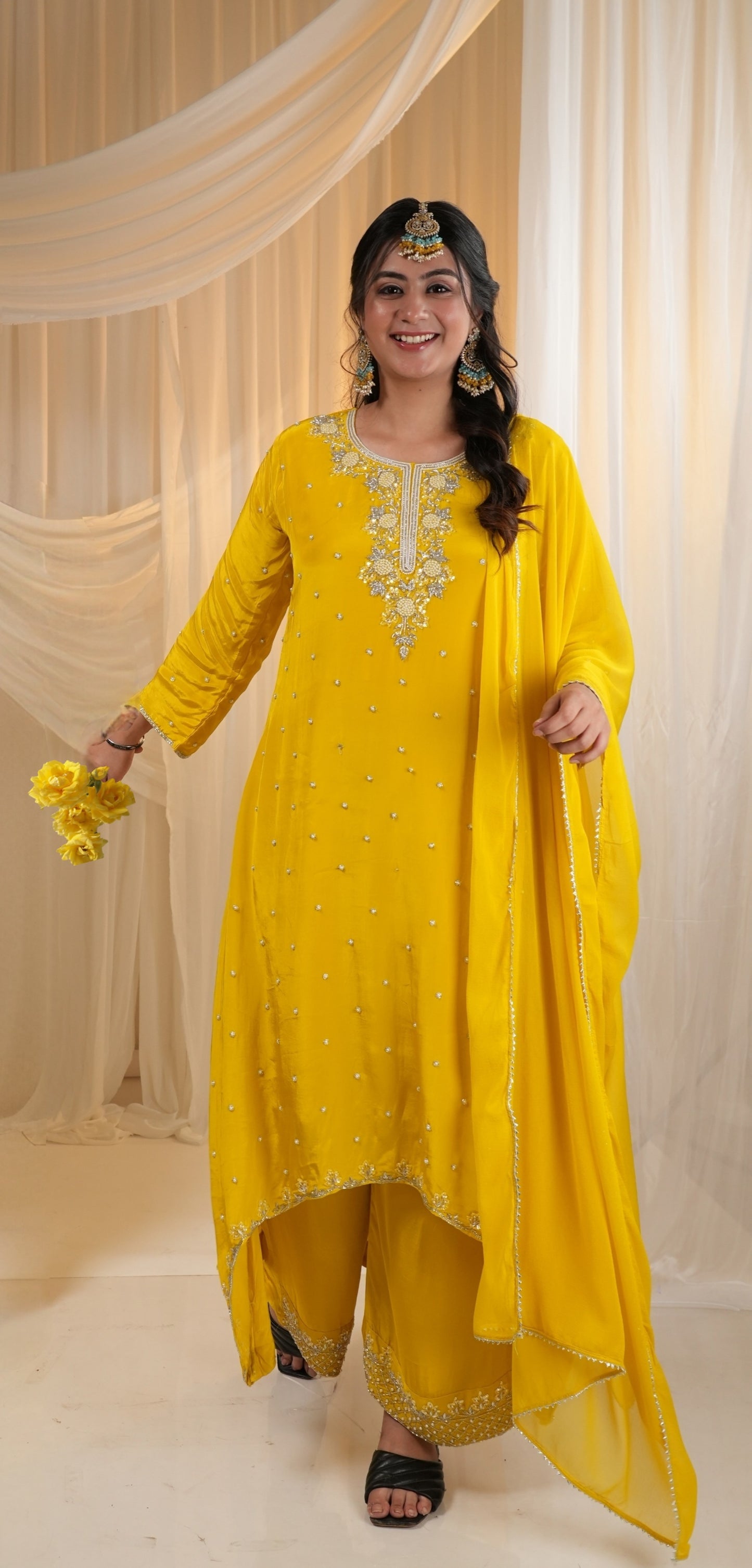Yellow Colour Plazo Set(LE-WPZS_02)