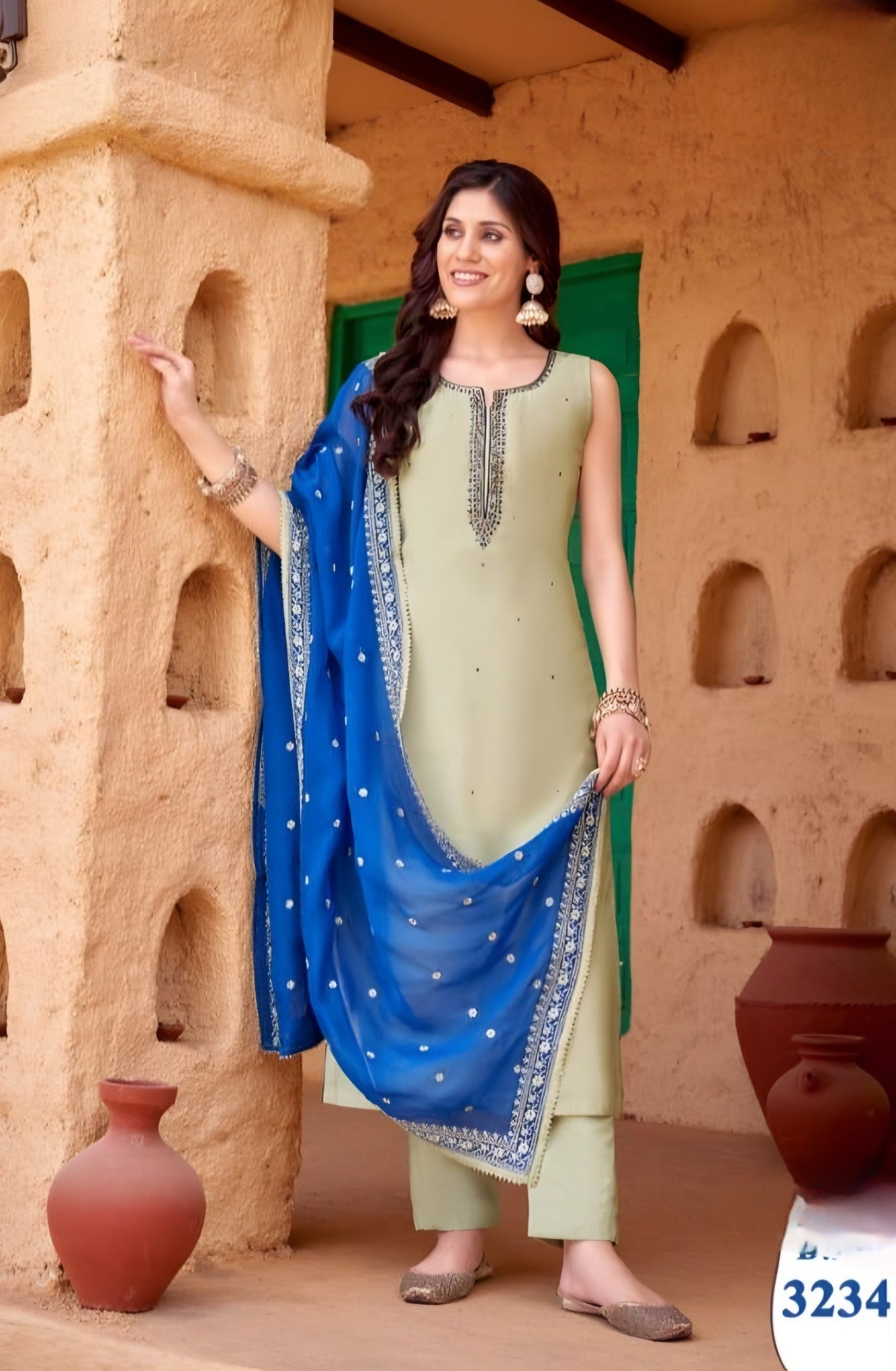 Green Colour Pant Set(LE-WPNS_3234)