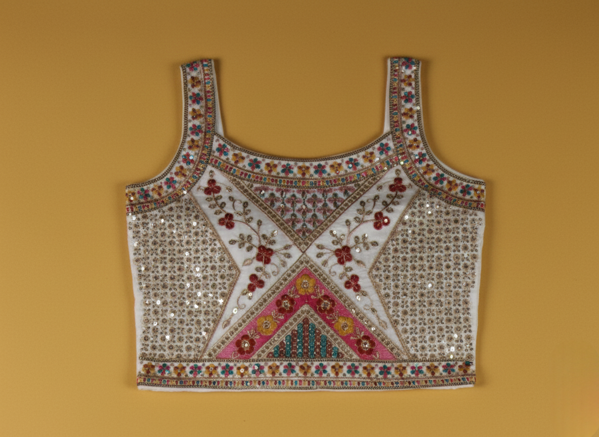 Cream Colour Ghaghra Choli(GE-WGHC_7308)