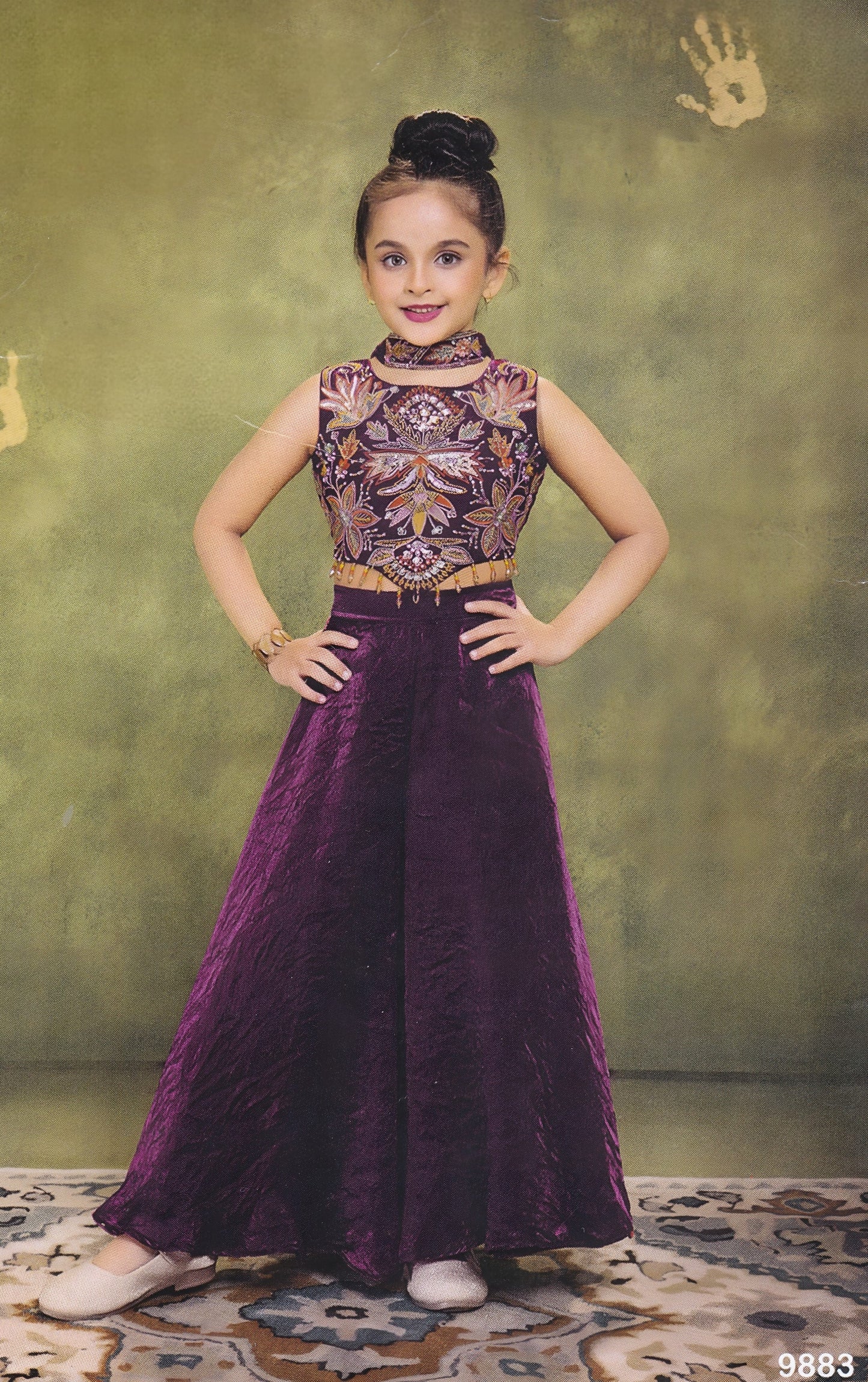 Wine Colour Plazo Set(GE-GPZS_9883)