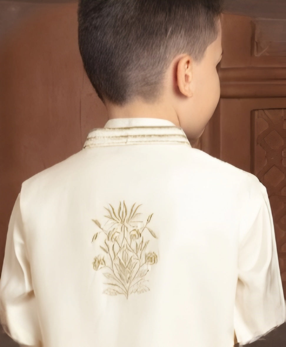 Cream Colour Jacket Kurta Set(BE-BBUS_39813)