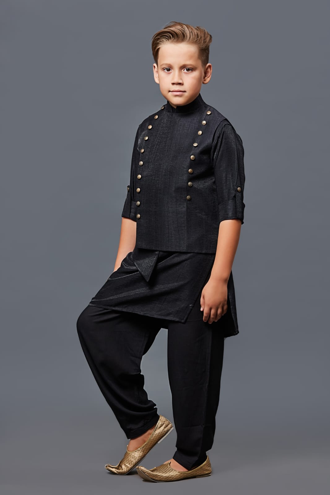 Black Colour Jacket Kurta Set(BE-BBUS_39459)