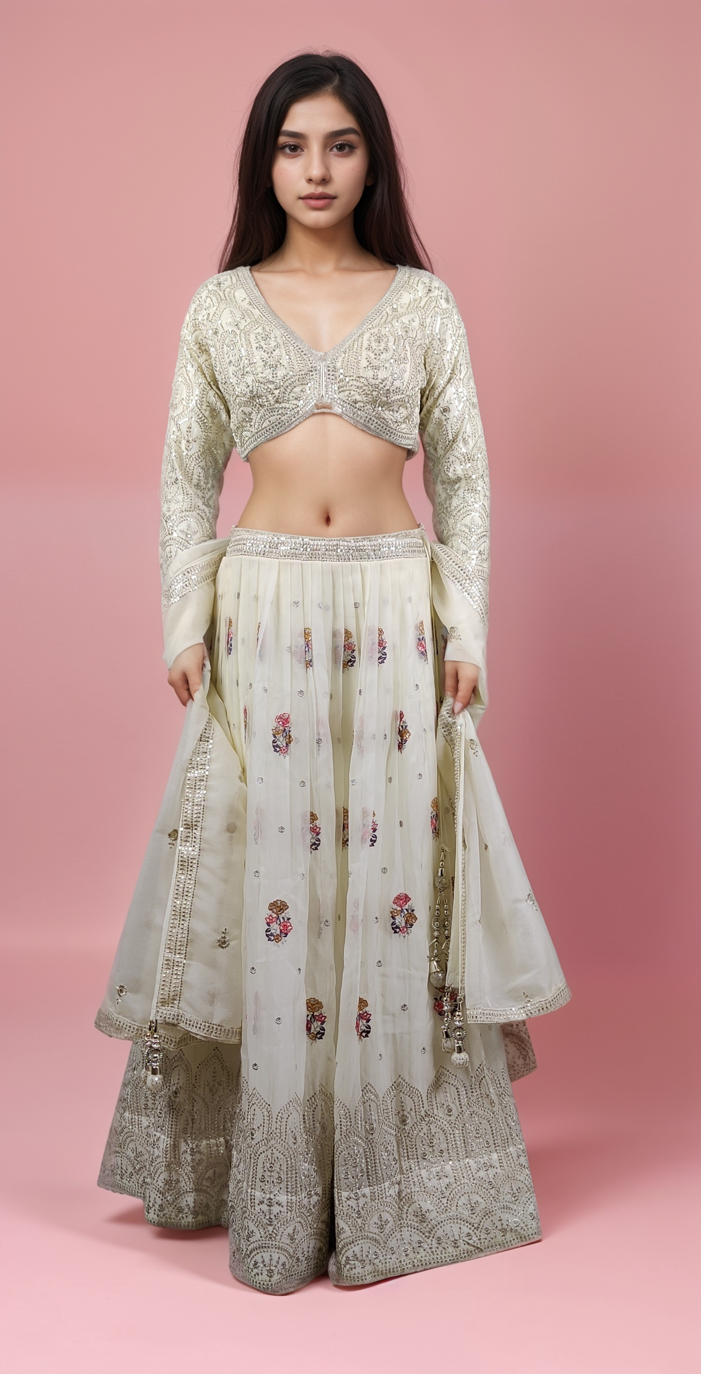Cream Colour Ghaghra Choli(LE-WGHC_42041)