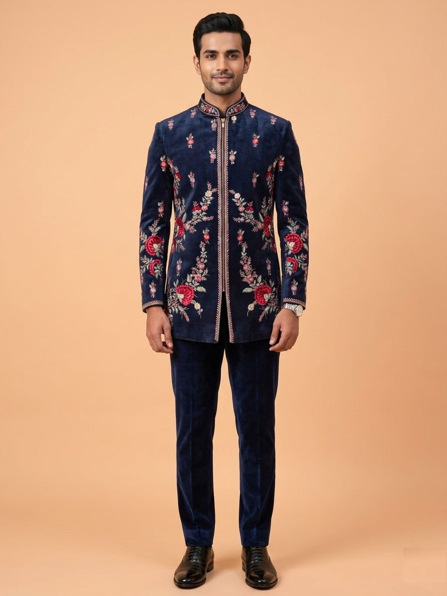 Deep Blue Colour Indo Western(ME-MINW_3964)