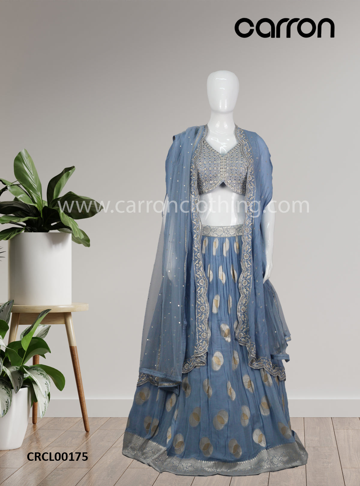 Blue Ghaghra Choli With Jacket – Carron Clothing