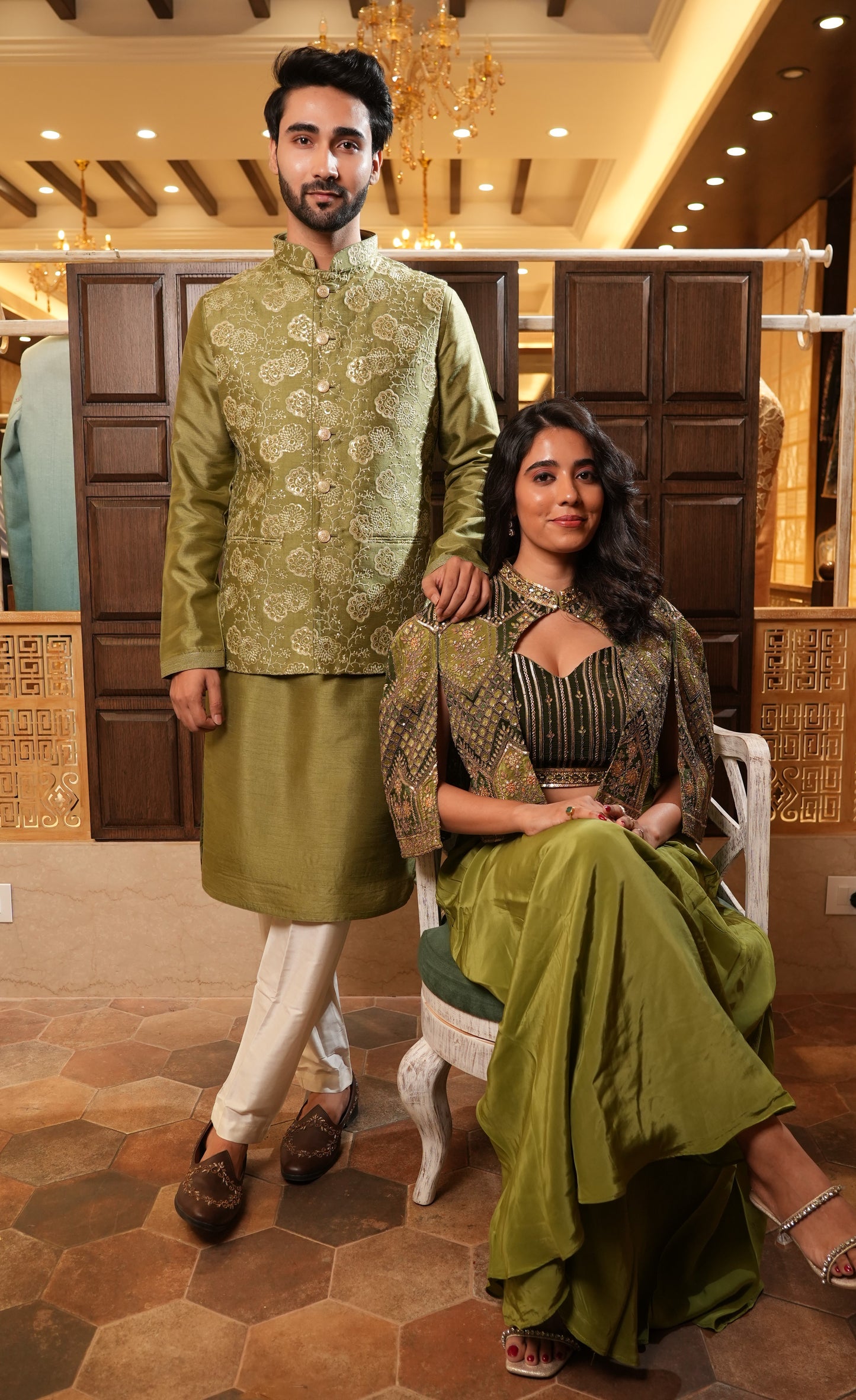 Mehandi Green Colour Bundi Set(ME-MBUS_JS 665.B)