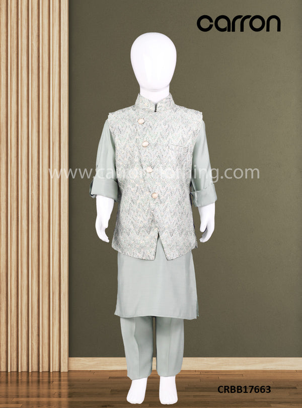 Green Colour Jacket Kurta Suit (BE-BCSU_1360)