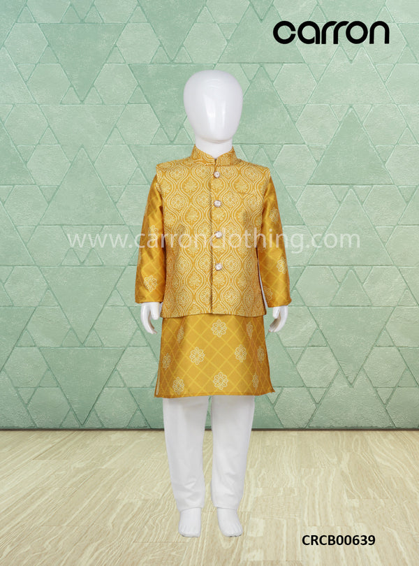Mustard colour Jacket Kurta Suit (BE-05_7449)