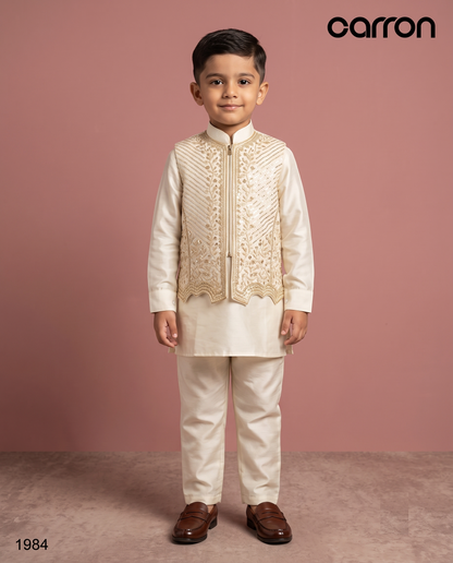 Fawn Colour Jacket Kurta Set(BE-BBUS_1984)
