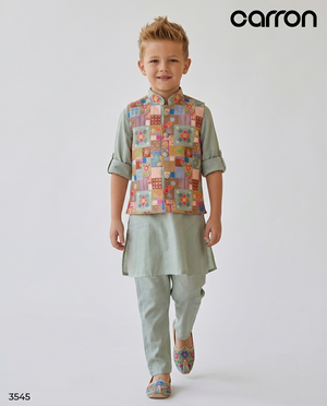 Sage Green Colour Jacket Kurta Set(BE-BBUS_3545)