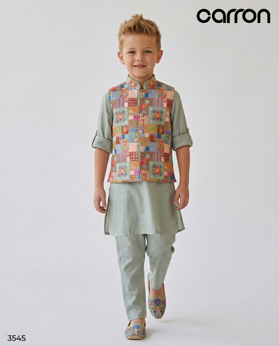 Sage Green Colour Jacket Kurta Set(BE-BBUS_3545)