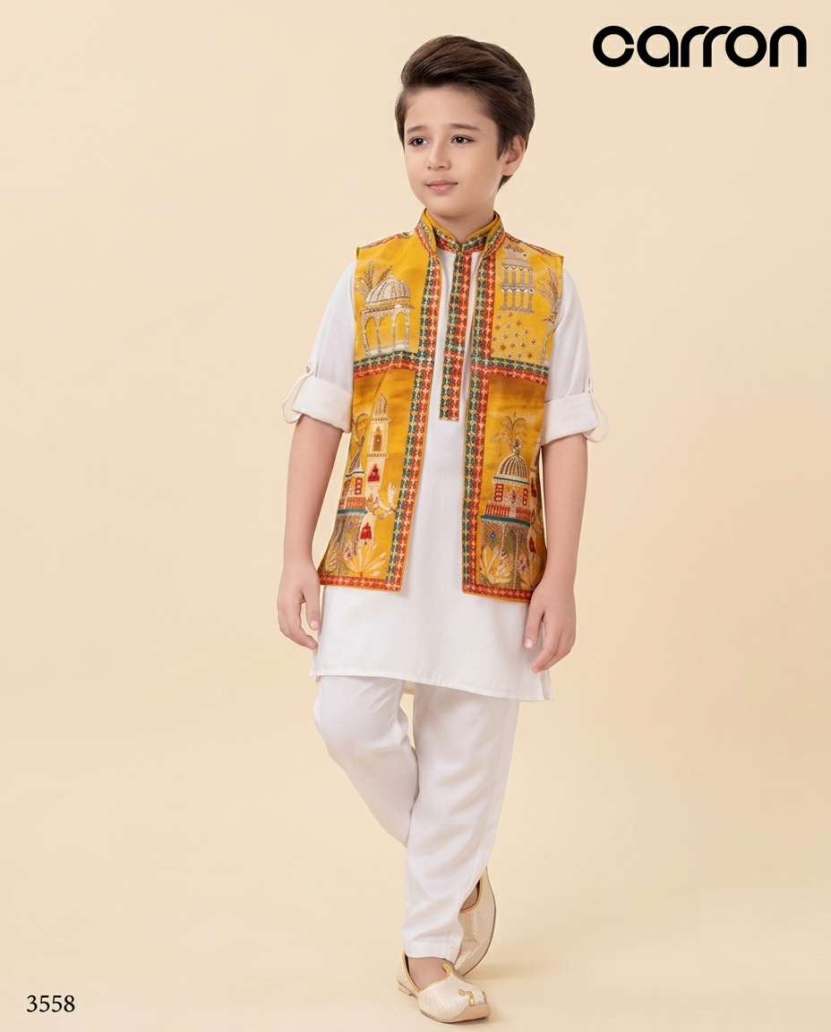 Yellow Colour Jacket Kurta Set(BE-BBUS_3558)