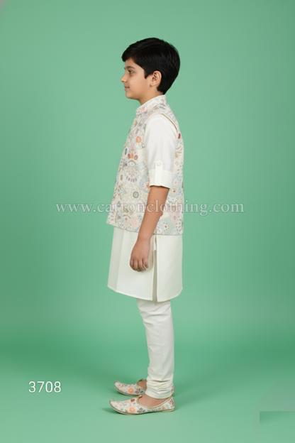 Cream Colour Jacket Kurta Set(BE-BBUS_3708)