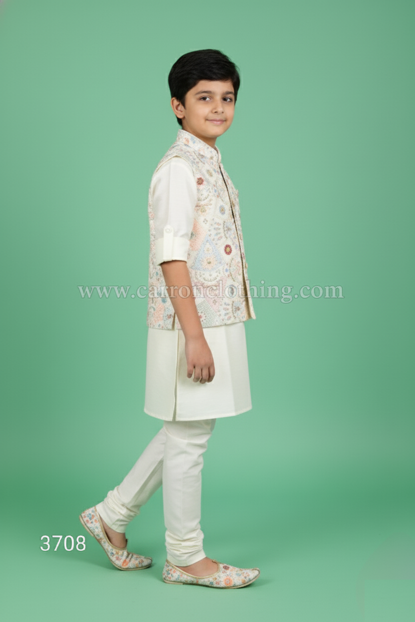 Cream Colour Jacket Kurta Set(BE-BBUS_3708)