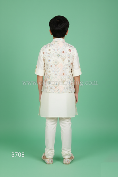 Cream Colour Jacket Kurta Set(BE-BBUS_3708)