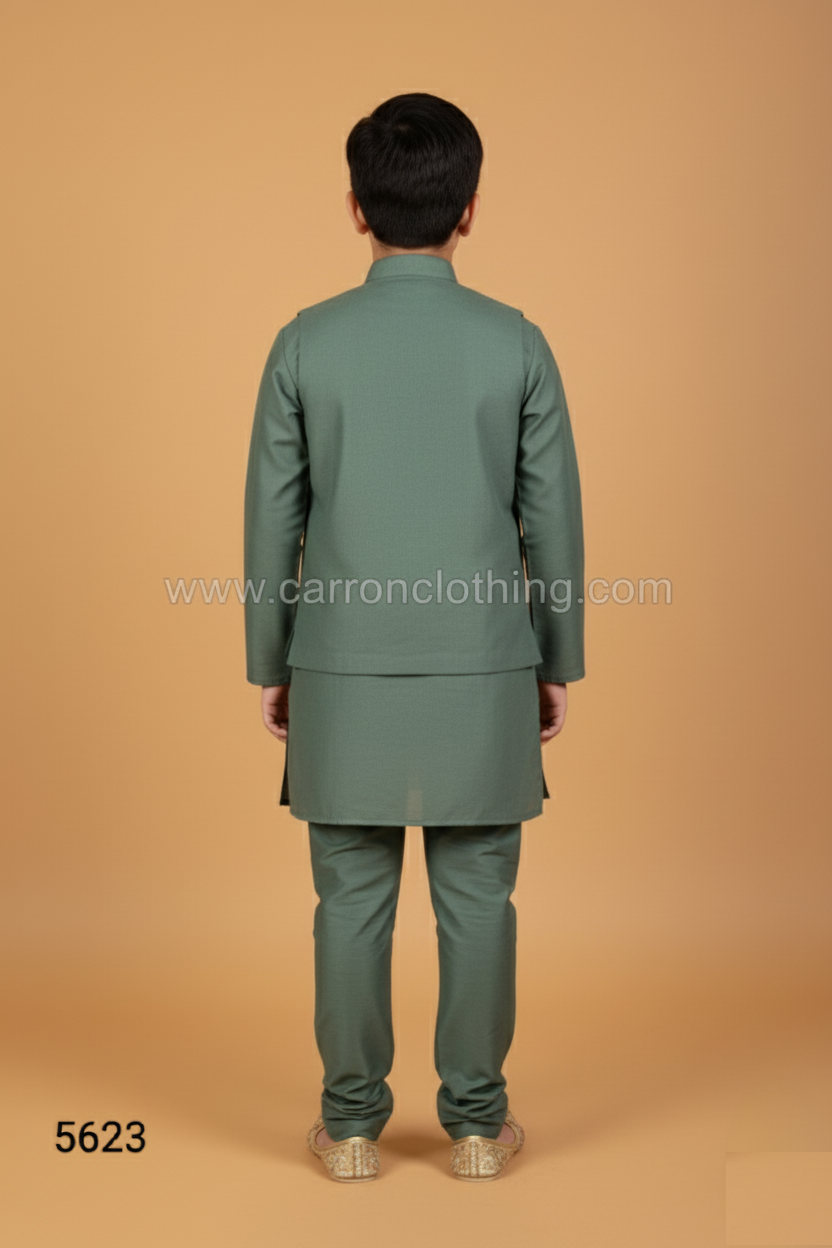 Green Colour Jacket Kurta Set(BE-BBUS_5623)