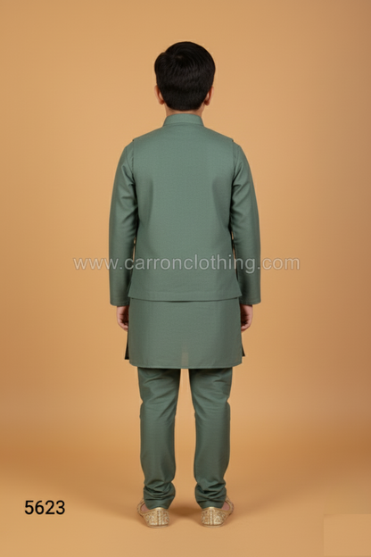 Green Colour Jacket Kurta Set(BE-BBUS_5623)