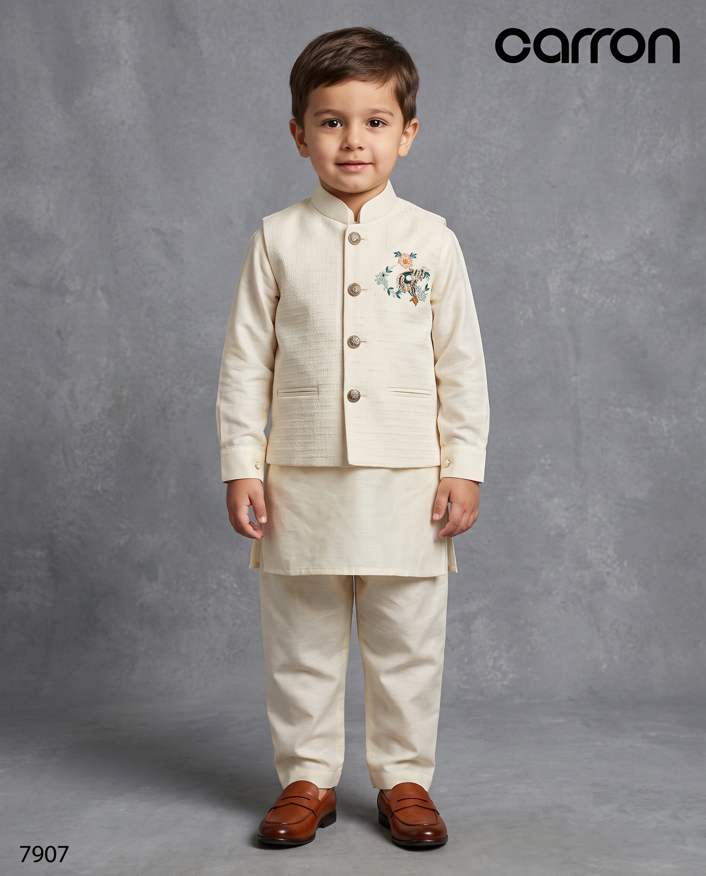 Cream Colour Jacket Kurta Set(BE-BBUS_7907)