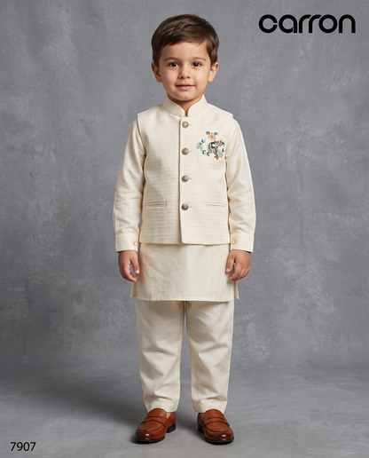Cream Colour Jacket Kurta Set(BE-BBUS_7907)