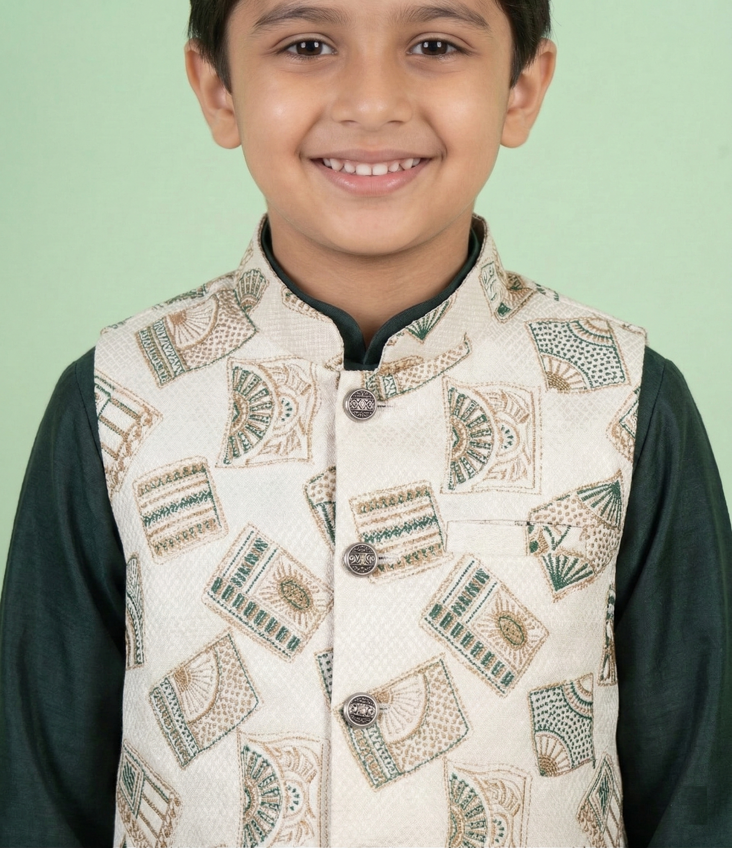 Green Colour Jacket Kurta Set(BE-BBUS_1422)