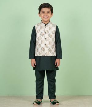 Green Colour Jacket Kurta Set(BE-BBUS_1422)