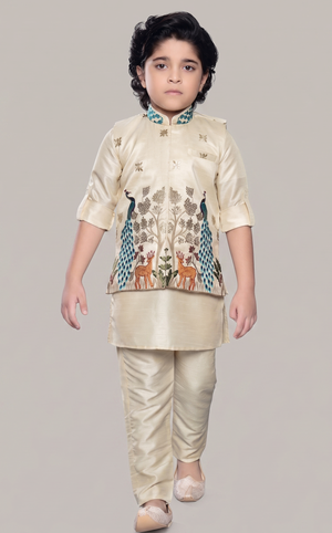 Fawn Colour Jacket Kurta Set(BE-BBUS_1529)