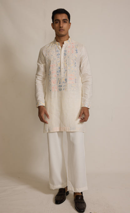 Cream Colour Kurta Set With Stole (ME-MKUS_T 2659)