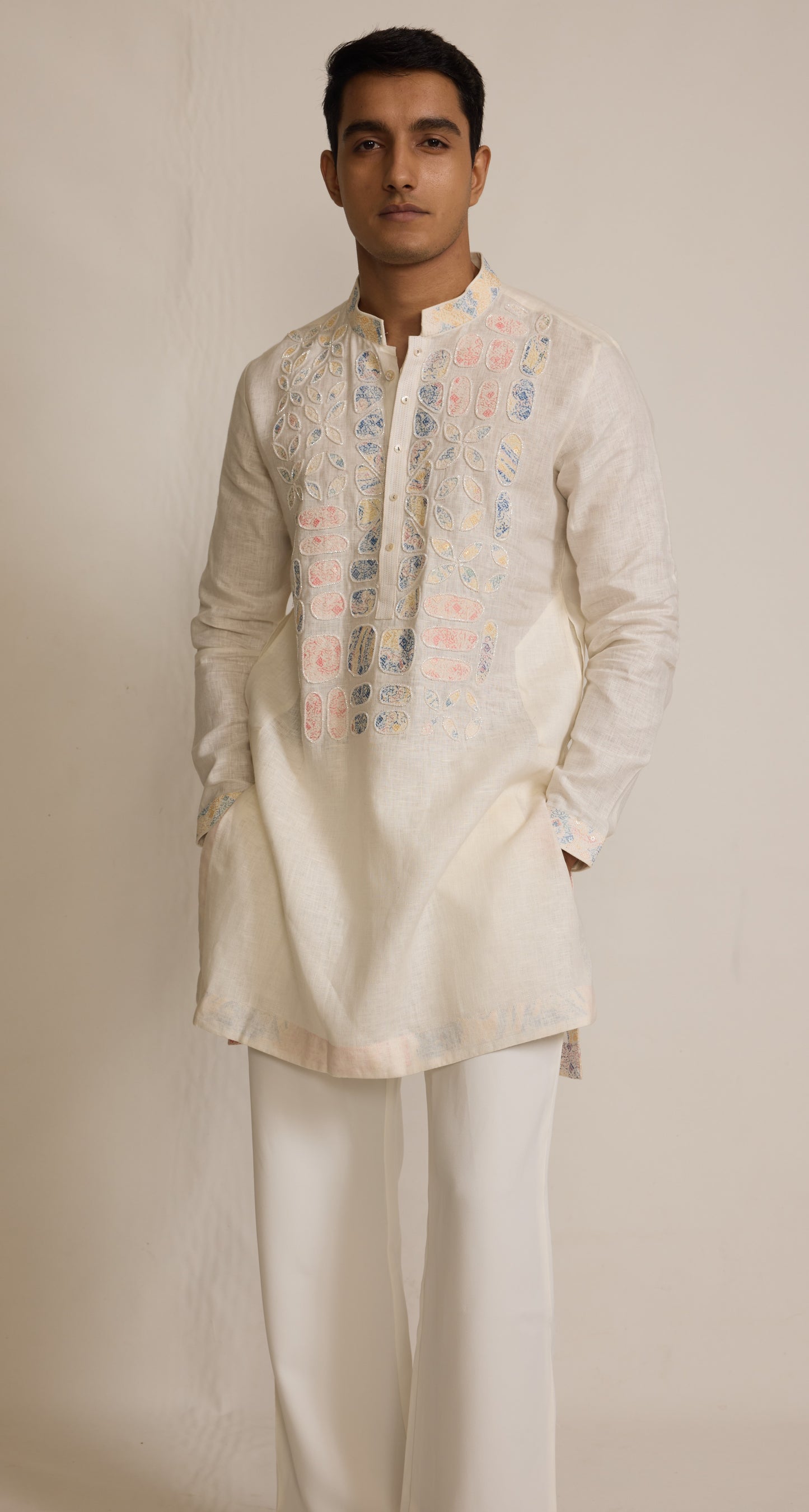 Cream Colour Kurta Set With Stole (ME-MKUS_T 2659)