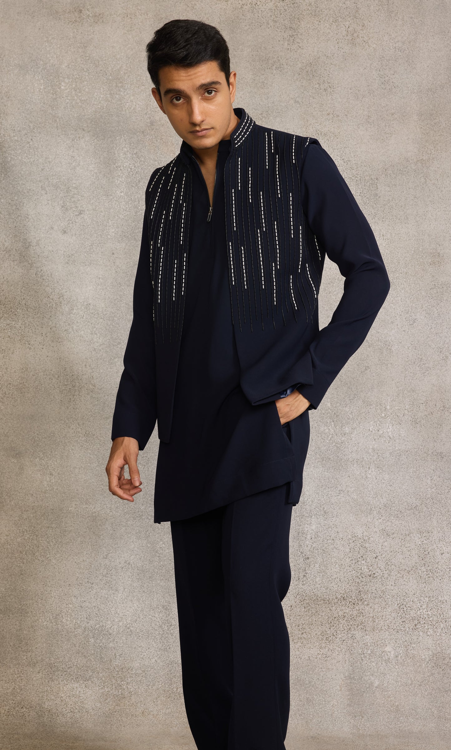 Navy Blue Colour Bundi Set (ME-MBUS_2642)