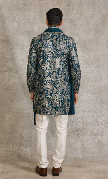 Teal Blue Colour Kurta Set With Stole (ME-MKUS_T  2597  F)