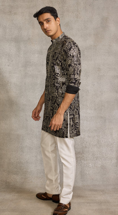 Black Colour Kurta Set With Stole (ME-MKUS_T 2597 E)