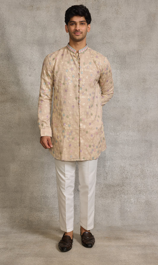 Beige Colour Kurta Set(ME-MKUS_1777)