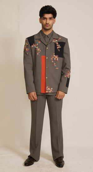 Grey Colour Bomber Jacket Set (ME-MINW_SAMAY)