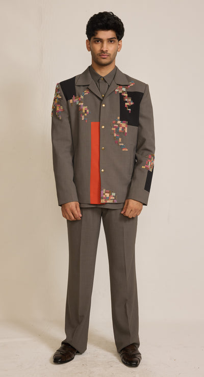 Grey Colour Bomber Jacket Set (ME-MINW_SAMAY)