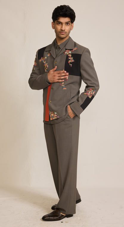 Grey Colour Bomber Jacket Set (ME-MINW_SAMAY)