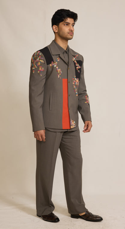 Grey Colour Bomber Jacket Set (ME-MINW_SAMAY)