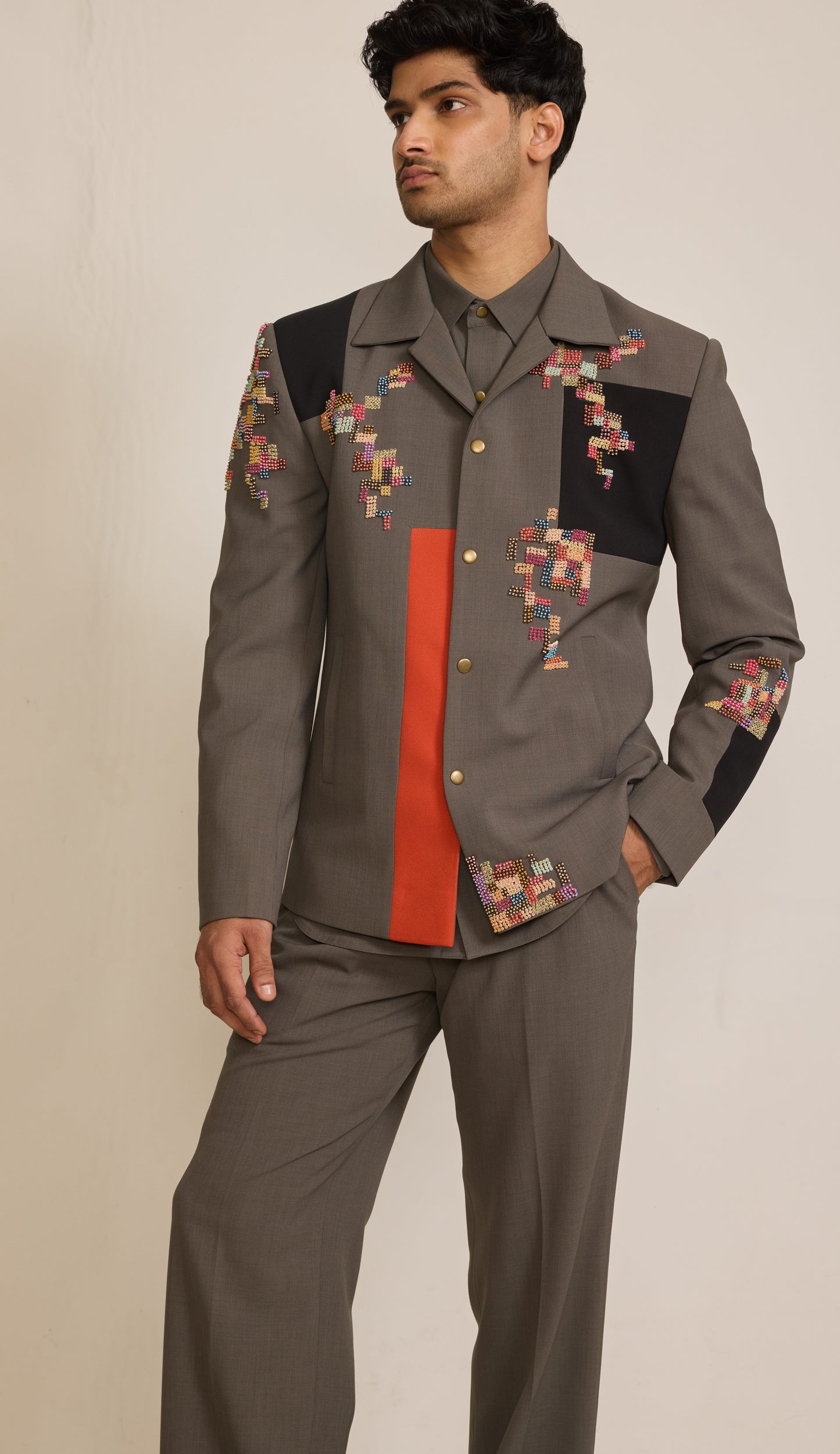 Grey Colour Bomber Jacket Set (ME-MINW_SAMAY)