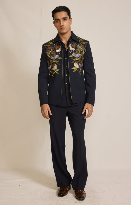 Blue Colour Bomber Jacket Set (ME-MINW_LUCKY)