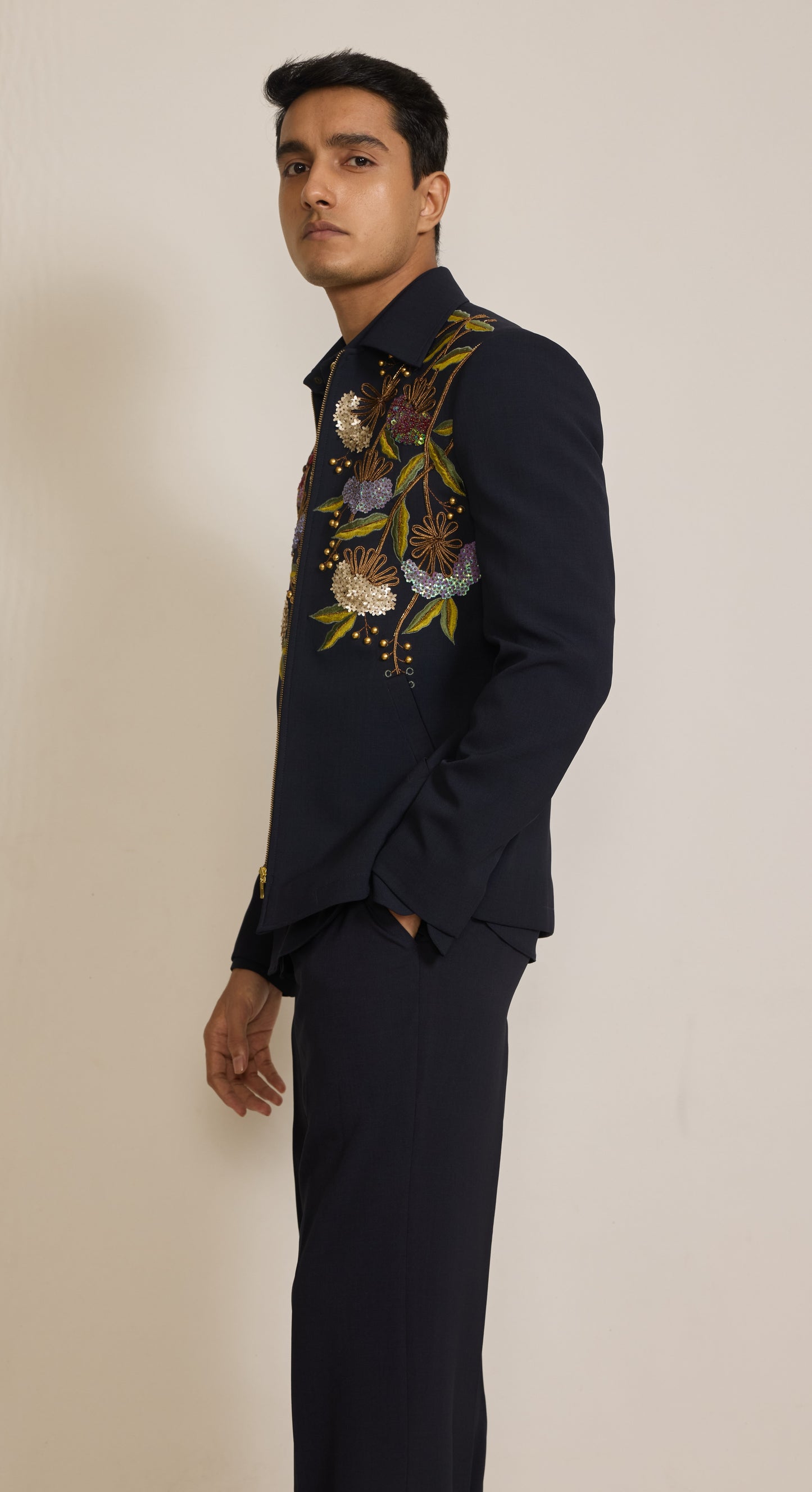 Blue Colour Bomber Jacket Set (ME-MINW_LUCKY)