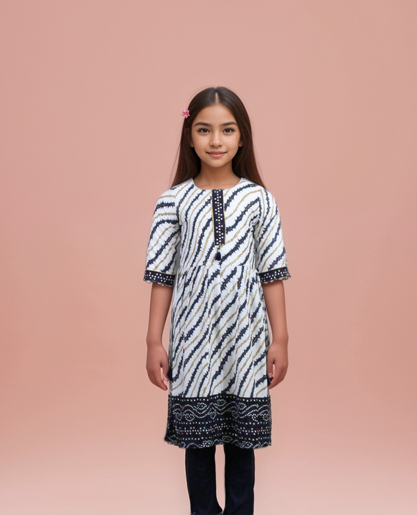 Blue & White Colour Kurti Set(GC-GKUS_2531)