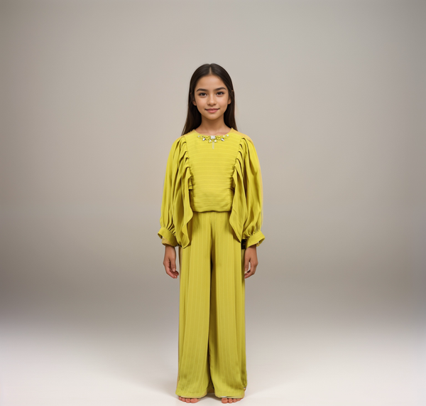 Lemon Colour Western Plazo Set(GC-GWSD_11223)